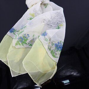 Hand Rolled Scarf Vintage Made in Japan Delicate Polyester Rectangle 42" x  17"